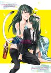  animal_ears bad_id bad_pixiv_id breasts collarbone cover cover_page darker_than_black doujin_cover dual_persona formal green_hair hand_on_head hazuki_mina_(darker_than_black) japanese_clothes kimono licking_lips medium_breasts multiple_girls necktie ocha_(oteaaa) open_clothes open_shirt pant_suit pants pants_pull purple_eyes rating shirt shirt_tug suit sweat tail tattoo tongue tongue_out yukata yuri 