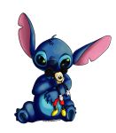  2013 4_fingers 4_toes alien alpha_channel blue_claws blue_fur blue_nose blue_pawpads claws digital_drawing_(artwork) digital_media_(artwork) disney experiment_(species) fur head_tuft holding_object lilo_and_stitch mickey_mouse notched_ear pawpads plushie simple_background sitting solo stitch toe_claws toes transparent_background tuft url viur 
