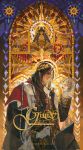  1boy aquila_(symbol) armlet armor black_hair eagle_head_(ornament) earrings emperor_of_mankind ginias gold gold_armlet gold_embroidery gold_jewelry gold_ring gold_thighlet highres holding holding_skull imperial_aquila imperium_of_man jewelry laurel_crown laurels long_hair male_focus mature_male muscular muscular_male ornate ornate_armor ornate_clothes purity_seal red_robe robe shirt single_bracelet skull sun_earrings the_dark_king thighlet warhammer_40k 