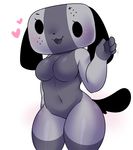  &lt;3 animate_inanimate anthro breasts canine dog female looking_at_viewer mammal nintendo nintendo_switch nude open_mouth simple_background smile solo switch_dog thick_thighs tongue video_games white_background wide_hips 