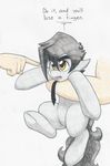  2017 amber_eyes black_hair dialogue english_text equine fan_character fangs feral flicker-show flicker_show_(oc) hair hi_res horse invalid_tag male mammal my_little_pony necktie pony text traditional_media_(artwork) yellow_eyes 