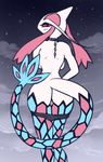  2017 anthro black_bottomwear black_clothing black_panties breasts butt chain clothing collar female hi_res looking_at_viewer milotic napdust nintendo nude panties pok&eacute;mon pok&eacute;morph pussy red_sclera side_boob solo underwear video_games 