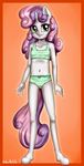  2017 anibaruthecat anthro anthrofied border breasts clothed clothing equine female flat_chested friendship_is_magic green_eyes hair hi_res horn long_hair mammal multicolored_hair my_little_pony smile solo sweetie_belle_(mlp) two_tone_hair underwear unicorn young 