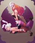  2girls battle_bunny_riven breasts bunnysuit futa_on_female futanari katarina_du_couteau league_of_legends long_hair multiple_girls nipples red_hair riven_(league_of_legends) sex short_hair white_hair 