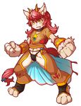  clothing digitigrade female hair horn hutago large_hands pink_hair unknown_species yellow_eyes young 