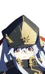  altair_(re:creators) commentary hat highres ika_chan military military_uniform re:creators red_eyes shako_cap solo uniform white_background white_hair 