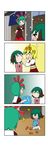  &gt;_&lt; 0_0 3girls 4koma absurdres animal_ears bag blonde_hair blouse carrot closed_eyes comic crying day dress flying_sweatdrops front_ponytail green_hair hair_ornament hair_ribbon handkerchief highres kagiyama_hina kasodani_kyouko kneeling layered_dress multicolored_hair multiple_girls open_mouth outdoors pink_blouse potato puffy_short_sleeves puffy_sleeves rakugaki-biyori ribbon shopping_bag short_hair short_sleeves silent_comic skirt solid_oval_eyes streaked_hair tears toramaru_shou touhou white_skirt wiping_tears 