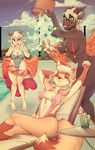  anthro bikini breasts canine clothing dragon female group kittysilence mammal nipple_bulge outside swimsuit v-i 