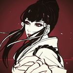  1girl black_hair japanese_clothes mishima_kazumi red_eyes tekken tekken_7 