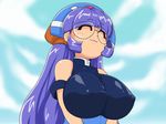  animated animated_gif breasts glasses gluko large_breasts mon_colle_knights no_bra purple_hair tagme 