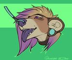  2017 anthro bdsm bondage bound facial_piercing fur hair male mammal meek mustelid nose_piercing nose_ring open_mouth piercing rokemi tongue tongue_out 