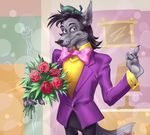  anthro better_version_at_source canine clothed clothing dmkll7 flower holding_flower holding_object male mammal nu_pogodi plant rose rose_(flower) russian smoke smoking solo soyuzmultfilm volk wolf 