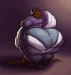  2017 anthro big_butt butt cat clothing feline hair huge_butt jeans looking_at_viewer looking_back male mammal morbidly_obese obese overweight pants rear_view shorts smile solo standing sugarboy 