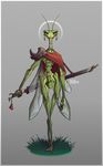  2017 ambiguous_gender anthro arthropod digital_media_(artwork) grey_background holding_object holding_weapon insect lolzguy mantis melee_weapon simple_background solo sword weapon 