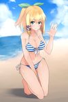  bikini blonde_hair blush rumia_tingel short_hair smile yellow_eyes 