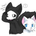 ambiguous_gender anthro black_sclera black_tail blue_eyes canine changed_(video_game) chano cub digital_media_(artwork) duo english_text fur goo_creature lin_(changed) mammal mask monster paws puro_(changed) text tongue wolf young 