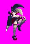  alternate_hair_length animated atlus black_hair bouncing_breasts breasts bustier cape cleavage high_collar huge_breasts knife long_gloves necro_samantha one_leg_raised pixel_art princess_crown short_hair stitches thighhighs thighs two-tone_hair vampire_costume vanillaware 