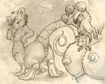  2017 5:4 anthro body_in_hand bottomless breasts clothed clothing duo female feral flinters flinters_(character) genitals gentle_giant hair kangaroo larger_taur macro macropod male male/female mammal marsupial micro mouse murid murine nipples pussy rodent sammy_mouse size_difference smaller_feral taur 