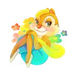 2015 3_toes blue_eyes blush chipmunk clarice clothed clothing disney dress eyelashes fetal_position flower fur jiruko looking_away mammal plant red_nose rodent simple_background smile tan_fur toes white_background 