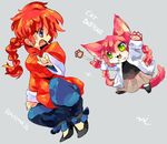  2girls artist_request cat_busters chinese_clothes crossover furry genderswap green_eyes multiple_girls ranma_1/2 red_hair saotome_renma 
