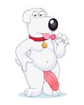  acstlu anthro balls big_penis brian_griffin candy canine collar family_guy food half-erect humanoid_penis lollipop looking_at_viewer male mammal nude penis solo standing toony vein 