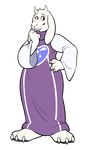  boss_monster caprine claws clothing delta_rune fangs female fur goat hand_on_hip horn long_ears mammal paws robe simple_background solo spiderd0nuts standing toriel undertale video_games white_fur 