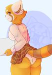  2017 absurd_res aggressive_retsuko anthro butt clothed clothing female hi_res holding_object mammal panties raikissu red_panda retsuko sanrio solo underwear upskirt 