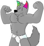  2017 alpha_channel anthro briefs canine clothed clothing digital_media_(artwork) english_text fur hair hi_res male mammal notkastar_(artist) partially_clothed rainbow sketch smile solo text underwear vertical_bar_eyes wolf zatch_(character) 