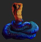  2017 digital_media_(artwork) hair invalid_tag looking_at_viewer male naga nude reptile scales scalie simple_background snake solo yeenr 