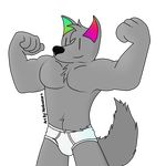  2017 alpha_channel anthro briefs canine clothed clothing digital_media_(artwork) english_text fur hair hi_res male mammal notkastar_(artist) partially_clothed rainbow sketch smile solo text underwear vertical_bar_eyes wolf zatch_(character) 