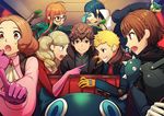  4girls amamiya_ren car_interior driving kitagawa_yuusuke morgana_(persona_5) multiple_boys multiple_girls niijima_makoto okumura_haru persona persona_5 sakamoto_ryuuji sakura_futaba stuffed_animal stuffed_toy takamaki_anne torio_(mocd1985) 