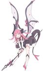  bangs black_dress blade_(galaxist) blue_eyes blush boots dragon_tail dragon_wings dress elizabeth_bathory_(fate) elizabeth_bathory_(fate)_(all) eyebrows_visible_through_hair fang fate/extra fate/extra_ccc fate_(series) full_body high_heel_boots high_heels horns knee_boots long_hair looking_at_viewer open_mouth pink_hair pointy_ears sarkany_csont_landzsa simple_background smile solo tail white_background wings 