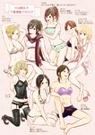  abs annie_leonhardt armpits bare_shoulders barefoot black_eyes black_hair blonde_hair blue_eyes brown_eyes brown_hair christa_renz freckles garter_straps green_eyes hair_brush hannah_diamant hitch_dreyse low_twintails mikasa_ackerman mina_carolina multiple_girls ponytail sasha_braus scarf shingeki_no_kyojin short_hair slippers smile thighhighs tomogna toned translation_request twintails underwear ymir_(shingeki_no_kyojin) 