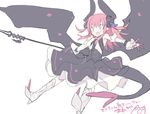  :3 :d bangs bident black_dress blade_(galaxist) blue_eyes blush cat dragon_tail dragon_wings dress elizabeth_bathory_(fate) elizabeth_bathory_(fate)_(all) eyebrows_visible_through_hair fate/extra fate/extra_ccc fate_(series) holding holding_weapon long_hair open_mouth pink_hair sarkany_csont_landzsa smile solo tail weapon wings 