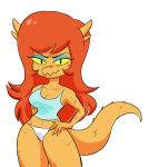  anthro breasts cartoon_network cleavage clothed clothing cosma female hair lizard no_sclera ok_k.o.!_let&#039;s_be_heroes panties red_hair reptile scales scalie shirt solo tank_top underwear unknown_artist yellow_eyes 