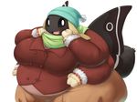  anthro arthropod clothed clothing coat digital_media_(artwork) fully_clothed hat insect mittens moth obese overweight pants scarf smile solo wings x_no_na_x 