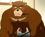  1boy bakemono_no_ko bara bear erection furry kumatetsu male_focus pants_boxer pecs penis solo 