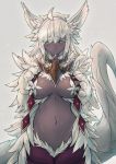  2018 absurd_res animal_humanoid bedroom_eyes black_sclera blush breasts bunyip_(mge) female fur hair half-closed_eyes hand_on_breast hi_res humanoid lamia looking_at_viewer mammal monster_girl monster_girl_(genre) monster_girl_encyclopedia navel open_mouth reptile scalie seductive simple_background slit_pupils snake solo standing sud white_background white_fur white_hair yellow_eyes 
