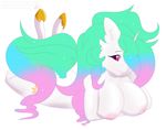  anthro breasts cutie_mark equine fluffy_hair friendship_is_magic glowing_hair hooves horn horse looking_at_viewer mammal moonway my_little_pony nude pony princess_celestia_(mlp) purple_eyes simple_background smile winged_unicorn wings 