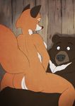  2017 anthro bear breasts brown_fur butt canine cheek_tuft duo female fox fur male male/female mammal nude on_top orange_fur spread_legs spreading tuft ukabor white_fur 