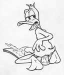  anal anal_penetration anthro avian bird book cum daffy_duck dildo dildo_sitting duck erection king-cheetah looking_back looney_tunes male monochrome open_mouth penetration penis sex_toy simple_background solo warner_brothers 