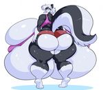  2017 anthro big_breasts big_butt breasts butt clothed clothing digital_media_(artwork) eyewear female glasses hair huge_breasts huge_butt hyper hyper_breasts jaeh looking_back mammal rear_view skimpy skunk smile solo standing thick_thighs white_hair wide_hips 