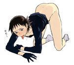  1boy ass blush bottomless character_request male_focus socks steam sweat tongue tongue_out translation_request yowamushi_pedal 