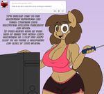  anthro breasts cleavage clothed clothing english_text equine fan_character female georgia_lockheart mammal my_little_pony nipple_bulge pegasus screwdriver solo stunnerpony text tools tumblr wings 