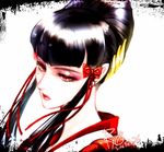  1girl black_hair japanese_clothes mishima_kazumi red_eyes tekken tekken_7 