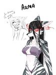  akitokit anthro black_fur black_hair breasts canine dialogue english_text female fur hair mammal nipples open_mouth red_eyes solo text white_eyes 
