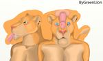 digital_media_(artwork) feline female greenlion human invalid_color invalid_tag lion mammal penis playing sibling sisters sucking 