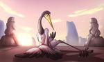  4_toes avian balls bassybird bassywolfeh beak detailed_background dreamworks feathers feral kung_fu_panda looking_at_viewer male master_crane nude outside penis seductive solo talons tapering_penis toes wings 