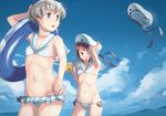  bad_id bad_pixiv_id bikini blue_eyes brown_eyes cloud day drink hat hat_removed headwear_removed holding innertube kantai_collection makio_(makiomeigenbot) multiple_girls one_eye_closed open_mouth outdoors sailor_bikini sailor_collar sailor_hat short_hair silver_hair sky swimsuit white_bikini white_hat white_sailor_collar wind z1_leberecht_maass_(kantai_collection) z3_max_schultz_(kantai_collection) 