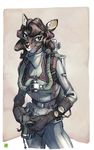  2015 anthro breasts cervine clothed clothing darbaras deer dieselpunk digital_media_(artwork) eyelashes female fully_clothed gas_mask gloves hair mammal mask solo 